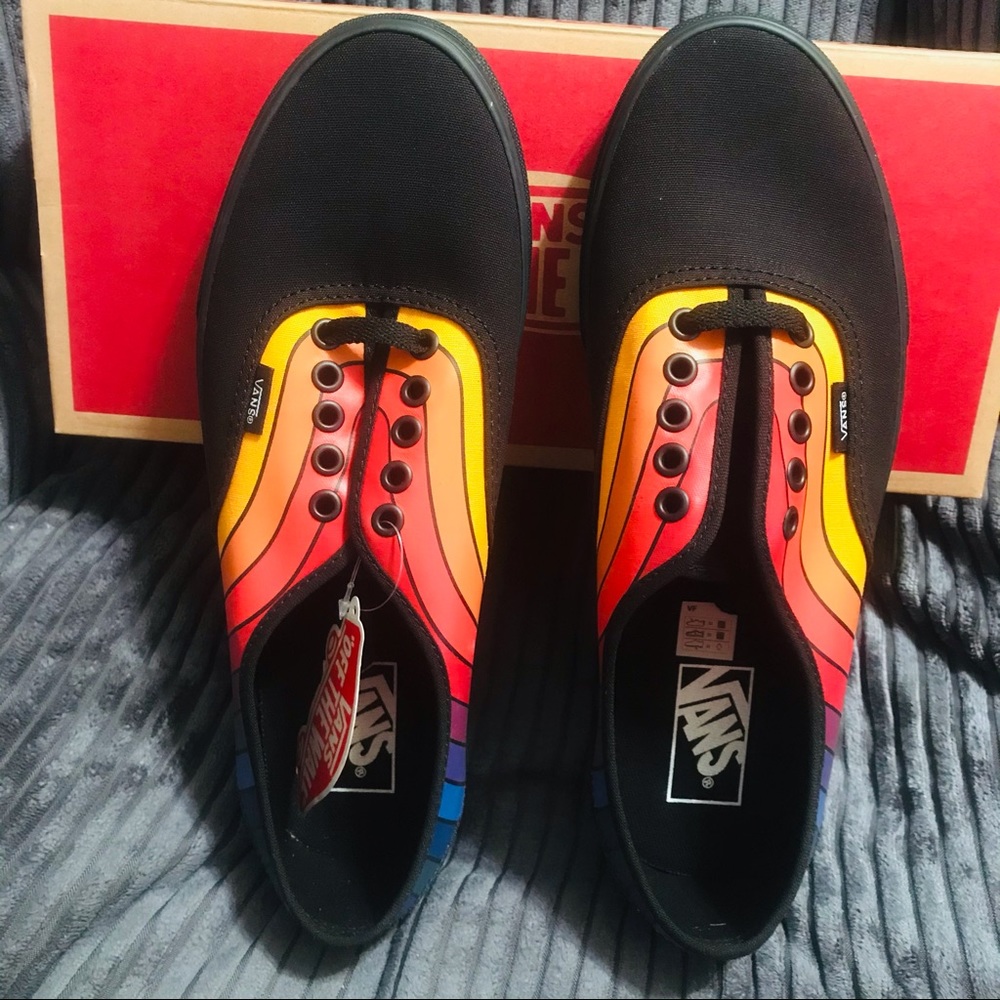Vans Authentic Refract Rainbow Skate Shoe - Black - Picture 2 of 5